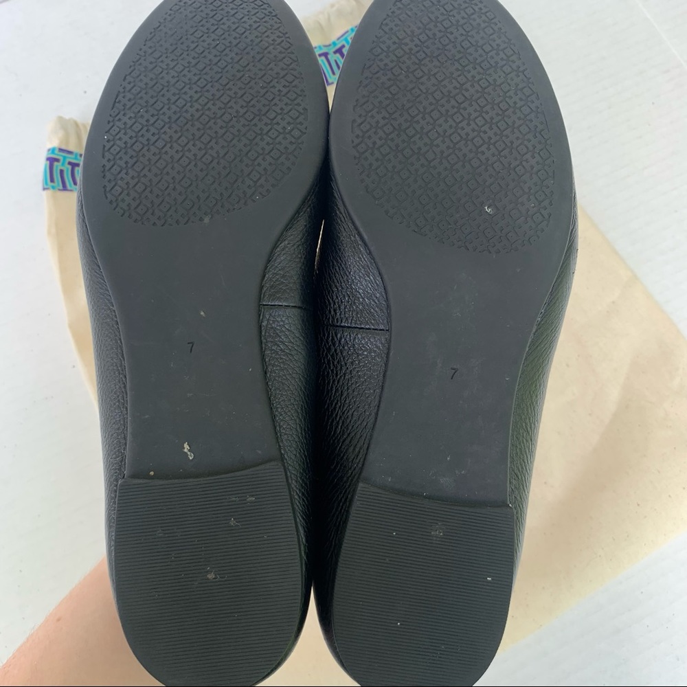 Tory Burch Claire Black & Gold Ballerina Flats 7 - Picture 10 of 13
